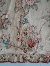 Antique French Toile Drapery Panel Fabric Textile Roses Vines picture