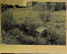 Press Photo An old abandoned car half-buried in bush - lrb23114 picture