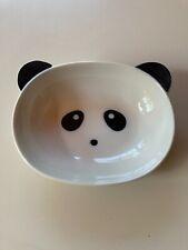 Kids Panda Bowl Ceramic Kotobuki Miya Black White Made In Japan picture