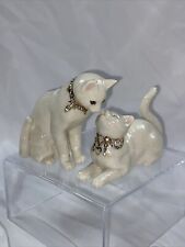 2  AWAKE TO A KISS Cat Figurines 24 Karat Gold & Swarovski Crystal Collars Lenox picture
