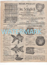 GREAT Antique Jos. Schlagheck Gold Fish Parrot Bird Pet Store Price List Leaflet picture