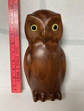 BEAUTIFUL NINE INCH WOODEN OWL FIGURINE picture