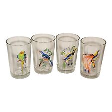 Set Of 4 Vintage KIG Malaysia Juice Glasses Tumblers  Exotic Tropical Birds Read picture