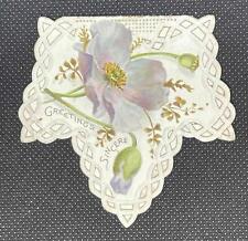 1896 VICTORIAN HAPPY CHRISTMAS CARD DIE CUT EMBOSSED FROM DEAR LITTLE GERALDINE picture