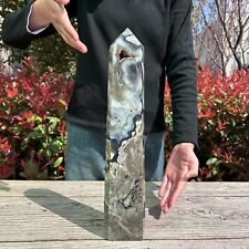 7.5LB 16.4'' Natural Fluorescent Agate Obelisk Crystal Point Tower Healing Reiki picture