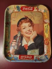 Vintage Retro 1950s Coca-Cola Menu Girl Serving Tray With Wire to Hang on Wall picture