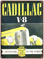 1937 Cadillac V8 V-6 Mancave Garage Shop Mechanic Metal Sign Repro 9x12