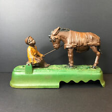 VTG Cast Iron Donkey Mule Mechanical Bank Book Of Knowledge Reproduction picture