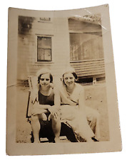 VTG Antique Photograph Two Women Hugging In Front of House Old Stil picture