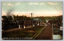 Railroad Station Depot Old Forge New York Adirondacks Train 1908 Postcard picture