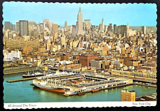 NEW YORK CITY 1972 Unused Color Photo Postcard RPPC Aerial City View TWIN TOWERS picture