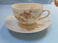 Antique Victoria Austria China Tea Cup & Saucer, Delicate Pink Floral Design picture