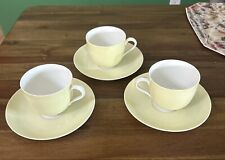 Antique Rare 1932 Lotos Nymphenburg 3 Coffee Cups And Saucer’s Soft Yellow picture