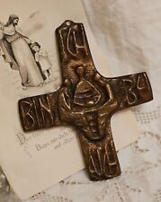 Vintage Germany Communion Solid Bronze Cross 'Last Supper' 'Ich Bin Bei Euch'  picture