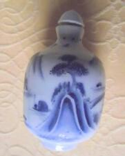 Old Blue and White Pottery Chinese Japanese Snuff Perfume Bottle Fired Glaze N picture