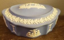 Vintage Wedgwood Jasperware Blue Oval Covered Dresser/Trinket Box picture