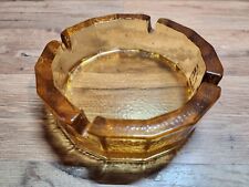 Vintage Indiana Glass Mid-Century Amber Deep Ashtray - Heavy Thick Glass picture