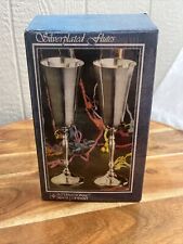 Vintage Silver Plated Wedding Flutes Set Of 2 International Silver Company NEW picture