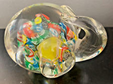 Vintage Art Glass Millefiori Elephant Paperweight 1.75”x 3” picture