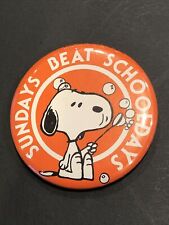 Peanuts Snoopy Button Pin Back “Sundays Beat School Days”  Blowing Bubbles picture