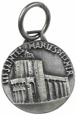 Vintage Catholic Les Saintes Maries De La Mer Small Silver Tone Medal, France picture
