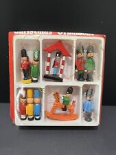 NOS Vintage Wooden Christmas Ornaments.  10 Toy Soldiers.  Multicolor. picture