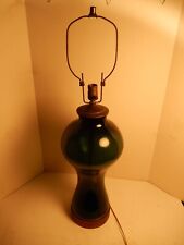Vintage Large Winslow Anderson Blenko Hand Blown Smoke / Charcoal Glass Lamp picture
