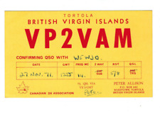 Ham Radio Vintage QSL Card     VP2VAM   1971    Tortola, BRITISH VIRGIN ISLANDS picture