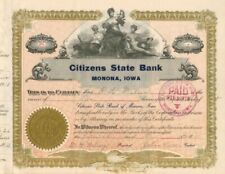Citizens State Bank - Stock Certificate - Banking Stocks picture