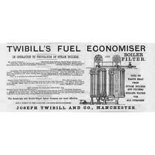 JOSEPH TWIBILL & CO Manchester Boiler Fuel Economiser Antique Advert 1875 picture