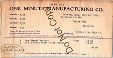 Vintage 1911 One Minute Manufacturing Buchner & Son Invoice NEWTON IA AC51 picture
