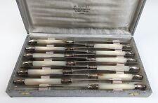 Set 12 Vintage French Silver Plate & MOP Dinner Knives Clermont Ferrand Cornet picture