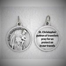 Saint St Christopher + Prayer  - Silver Tone Round- Medal 171.34.2400 picture