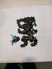 Large Vintage Ornate Lion Coat of Arms Pewter Wall Plaque picture