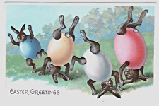 Easter Vintage Postcard Tumbling Rabbits in Colored Eggs Fantasy Series 0 905 picture