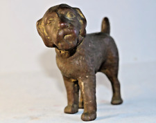 Antique Bronze Terrier Bearded Dog w Stubby Short Tail Figurine Sculpture 6