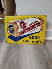 c.1956 Original Vintage Spaulding Bread Sign Metal Embossed Table Queen Flavor  picture