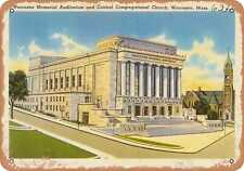 Metal Sign - Massachusetts Postcard - Worcester Memorial Auditorium and Central picture