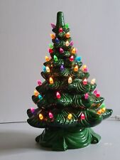 Vintage 16” One Piece Lighted Ceramic Christmas Tree Tested Working. 60 Lights  picture