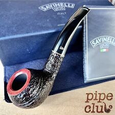 Savinelli Roma Rusticated Bent Rhodesian (673 KS) 6mm Filter Tobacco Pipe - New picture