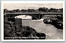 Idaho Falls Idaho~Concrete Bridge Over Snake River~LW Bacon Photo~1940 B&W Litho picture