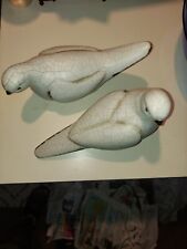 2 Vintage Pottery Clay Love Bird Figurines by cbk, Handcrafted and Hand Painted picture