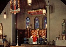 West Point NY U.S. Military Academy Catholic Chapel Interior View Vtg Postcard picture