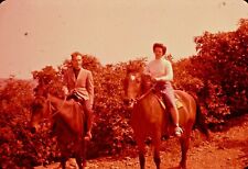 VTG 1950s 35MM SLIDE COUPLE ON HORSEBACK SKYLINE DRIVE VIRGINIA #29-9U picture