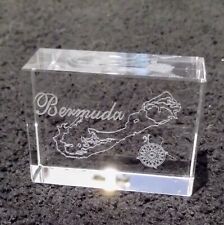 Crystal Glass 3D Model Paperweight Bermuda Laser Engraved Souvenir picture