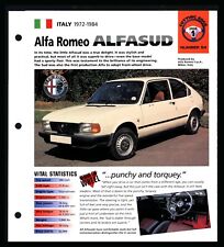 Alfa Romeo Alfasud (Italy 1972-1984) Spec Sheet 1998 HOT CARS Cutting Edge #1.54 picture