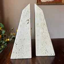 Italian Travertine Obelisk Bookends Cream White by Marble Art Marta 1970s picture