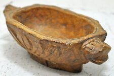 Antique Yellow Sand Stone Oval Kharal Bowl Original Old Very Fine Hand Carved picture