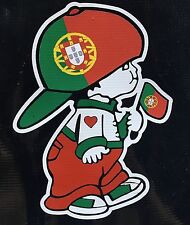 Portugese Boy holding Portugal National Flag Car Decal Sticker   picture
