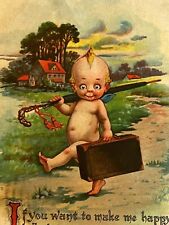 Antique 1916 Ephemera Gartner & Bender Postcard Humorous “Kewpie” Business Baby picture